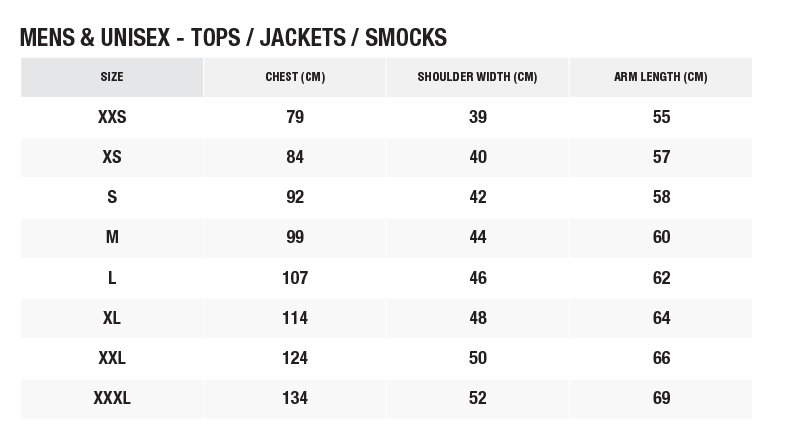 ZHIK MENS JACKETS / TOPS 24 0 Size Chart